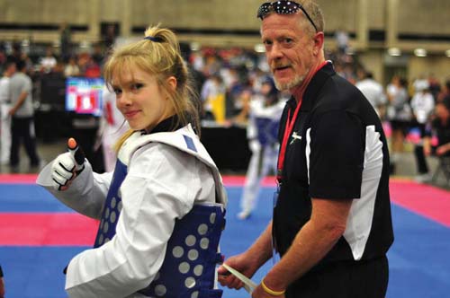 Tai Kwon Do: Amy Maillet, left, prepared for the national Taekwondo championship last month with her father and coach, Roger Maillet.  Photo courtesy MTC